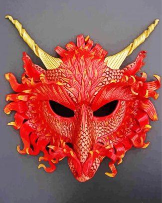Red Dragon Mask Diamond Diamond Painting
