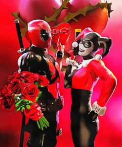Romantic Harley And Deadpool Diamond Painting