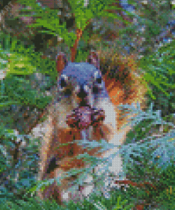 Squirrel With Pinecone Diamond Painting
