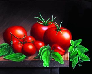 Tomatoes And Basil Still Life Diamond Painting