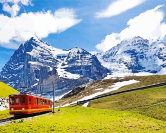 Train In Alps Railway Diamond