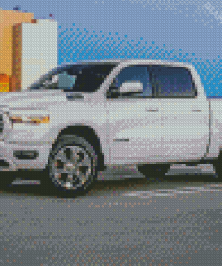White Dodge Ram Truck Diamond Painting