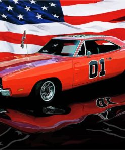 1969 General Lee And Flag Diamond Painting