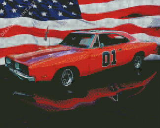1969 General Lee And Flag Diamond Painting