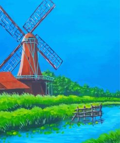 Abstract Windmill And Blue Sky Diamond Painting