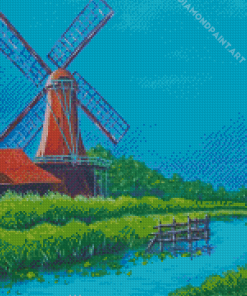 Abstract Windmill And Blue Sky Diamond Painting