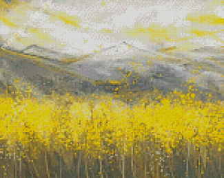 Abstract Yellow And Gray Landscape Diamond Painting