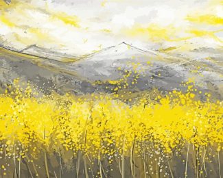 Abstract Yellow And Gray Landscape Diamond Painting