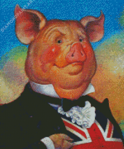 Aesthetic Pig Wearing Suit Diamond Painting
