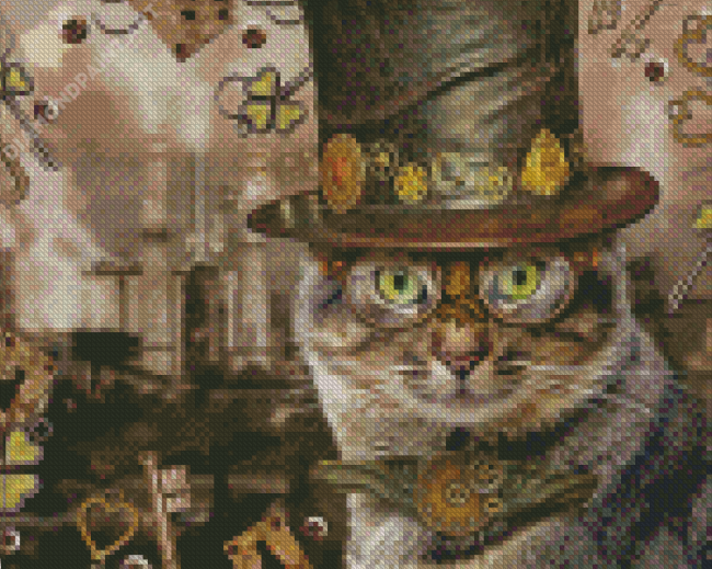 Aesthetic Steampunk Cat Diamond Painting