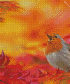 Bird In Autumn Tree Diamond Painting
