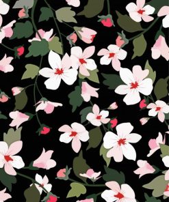 Black And White With Pink Flowers Diamond Paintings