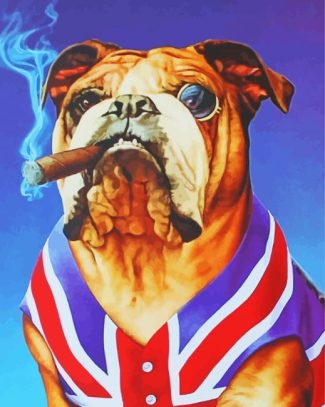 British Bulldog Smoking Cigar Diamond Paintings