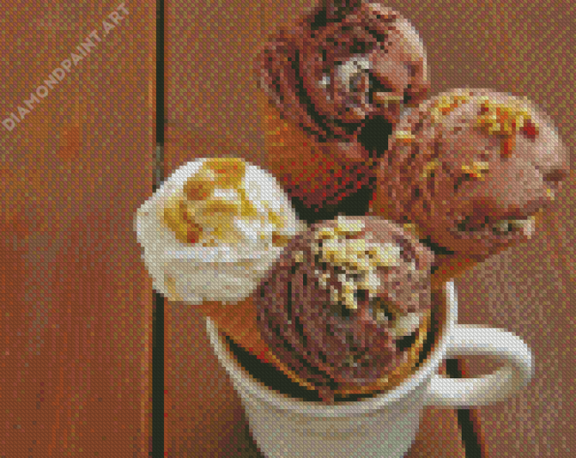 Chocolate Ice Cream Cone In Cup Diamond Painting