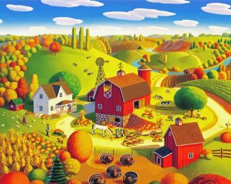 Country Scene In Autumn Diamond Painting