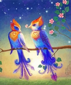 Couple Two Birds On A Branch Diamond Painting