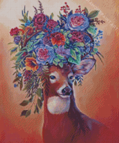 Deer With Roses Diamond Painting