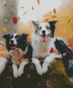 Dogs In Autumn Saison Diamond Painting