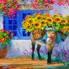 Donkey And Sunflowers Diamond Painting