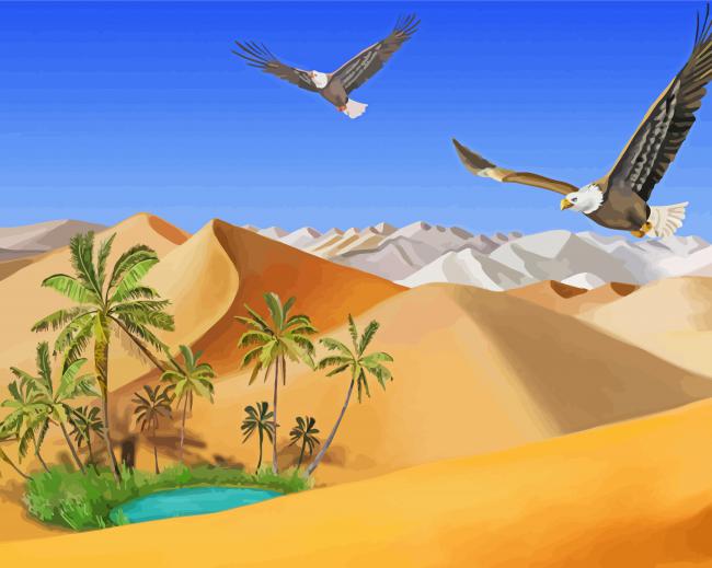 Eagle Birds In The Desert Diamond Paintings