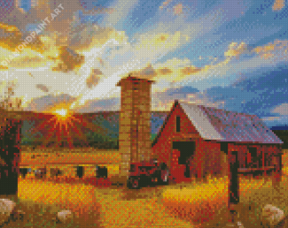 Farm With Barn And Silo Diamond Painting