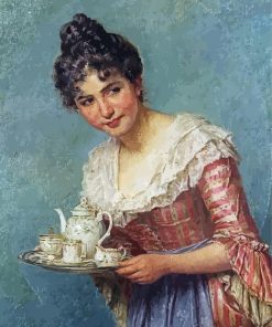 Girl And Tea Diamond Paintings