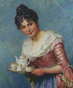 Girl And Tea Diamond Paintings