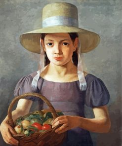 Girl With Fruit Basket Diamond Painting