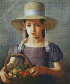 Girl With Fruit Basket Diamond Painting