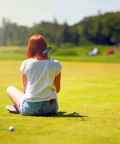 Golf Lady Sitting Diamond Painting