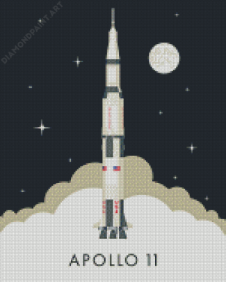 Illustration Apollo 11 Rocket Poster Diamond Paintings