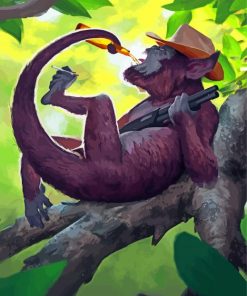 Jungle Monkey Drinking Diamond Painting
