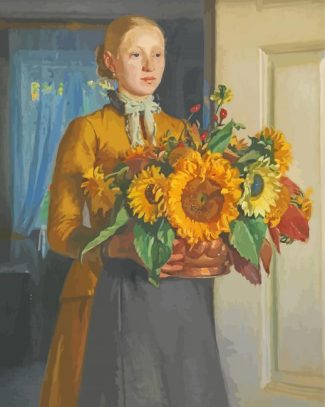 Lady With Sunflowers Diamond Painting