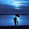 Man And Dog Silhouette With Umbrella Diamond Painting