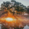 Misty Sunrise On River Diamond Paintings