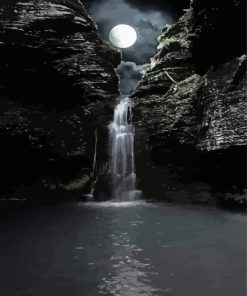 Moonlight Waterfall Diamond Paintings