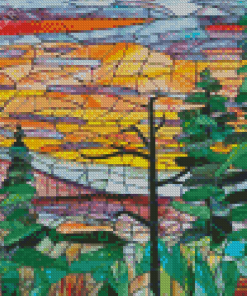 Mosaic Trees At Sunset Diamond Painting