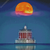 New London Ledge Light With Red Moon Diamond Painting