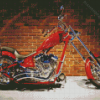 Red Chopper Motorcycle Diamond Painting