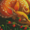 Resting Deer Among Strawberries Diamond Paintings