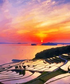 Sunset At Rice Terreces Diamond Painting