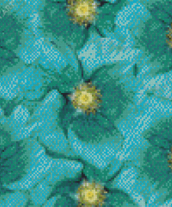 Turquoise Flowers Diamond Paintings