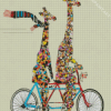 Two Giraffes On A Bike Diamond Paintings