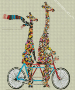 Two Giraffes On A Bike Diamond Paintings