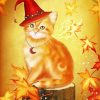 Witch Cat In Autumn Diamond Paintings