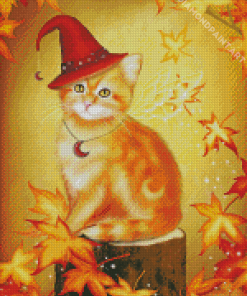 Witch Cat In Autumn Diamond Paintings