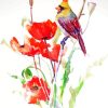 Abstract Poppies And Bird Diamond Painting