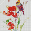 Abstract Poppies And Bird Diamond Painting