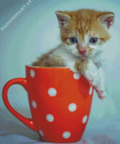 Adorable Kitten In Cup Diamond Paintings