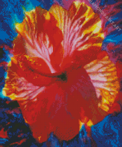 Aesthetic Orange Hibiscus Flower Diamond Paintings